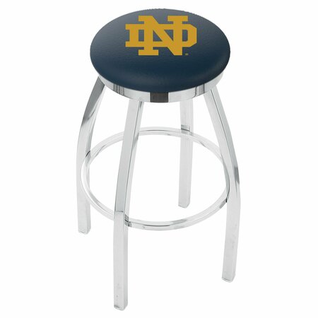 HOLLAND BAR STOOL CO 36" Chrome Notre Dame (ND) Swivel Bar Stool, Accent Ring L8C2C36ND-ND